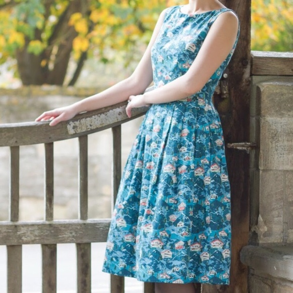 ModCloth Emily and Fin Swiss Chalet Print Dress